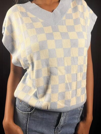 Pastel Checkerboard Knitted Top
