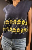 Navy Floral Argyle Sweater Vest