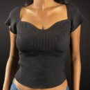 Black Sweetheart-Neck Ribbed Top