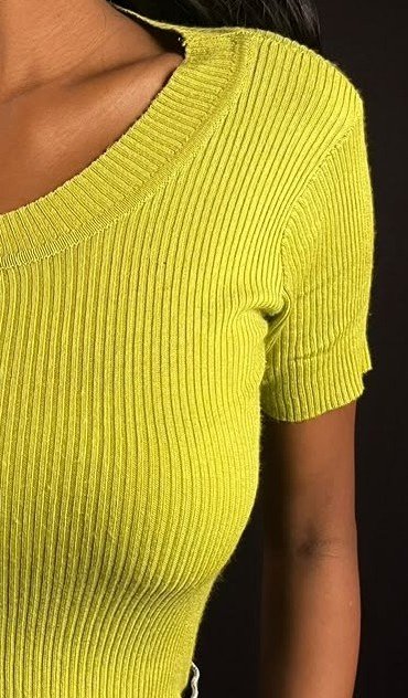 Lime Ribbed Scoop-Neck Top - Image 3