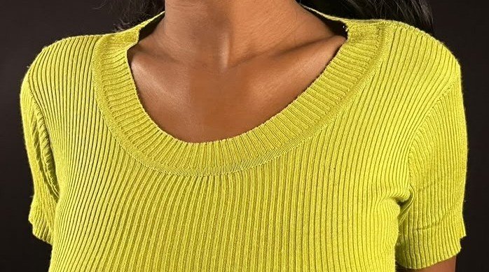 Lime Ribbed Scoop-Neck Top - Image 2
