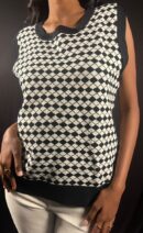 Monochrome Diamond-Check Sweater Vest