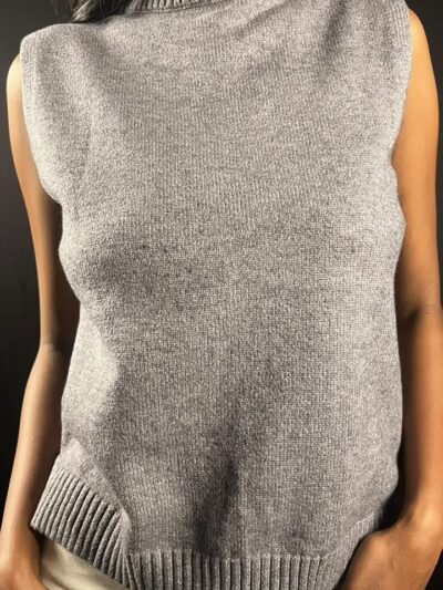 Silver-Grey Sleeveless Turtleneck Top