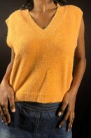 Sunset Orange Soft-Knit Sweater Vest