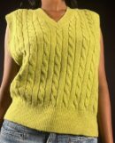 Lime Cable-Knit V-Neck Sweater Vest
