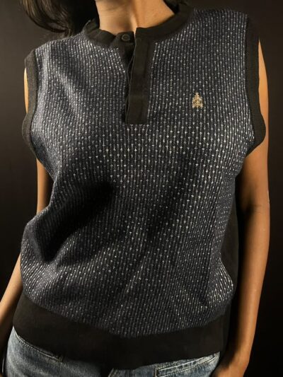 Midnight Textured Polo Sweater Vest