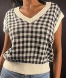 Monochrome Checkerboard Knitted Top
