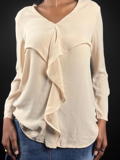 Ivory Cascading-Ruffle Blouse