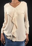 Ivory Cascading-Ruffle Blouse