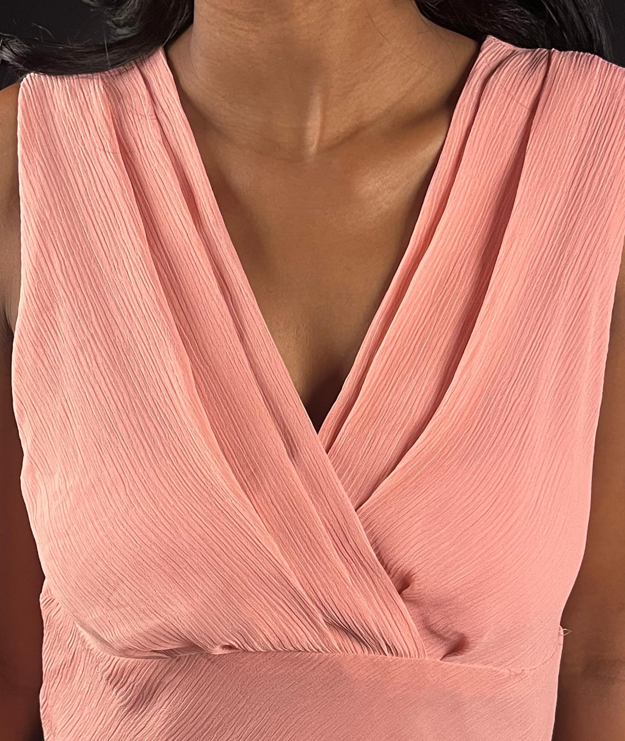 Blush Pink Wrap-Front Peplum Top - Image 3