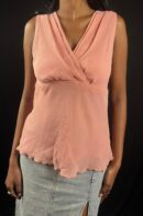 Blush Pink Wrap-Front Peplum Top