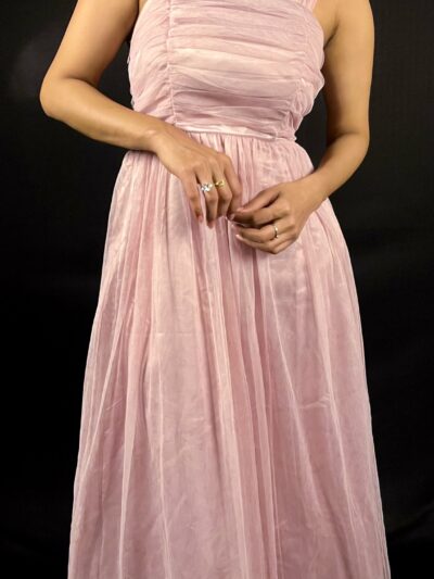 Blush Pink Ruched Tulle Gown
