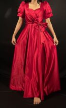 Ruby Red Satin Bow Party Gown